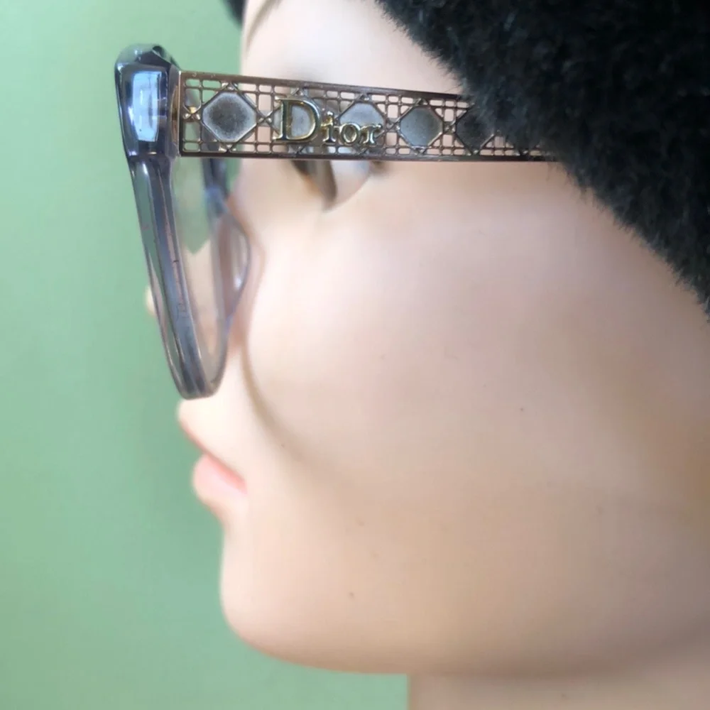 Christian Dior Diorama O5 Eyeglasses Crystal Blue Gold Black - Women's / COA